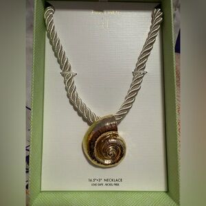 Pink Linen Gold Snail Shell Rope Statement Necklace NWT